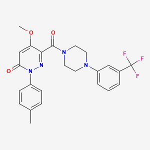 molecular formula C24H23F3N4O3 B2981741 5-methoxy-2-(p-tolyl)-6-(4-(3-(trifluoromethyl)phenyl)piperazine-1-carbonyl)pyridazin-3(2H)-one CAS No. 1005297-05-1