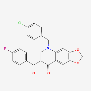 molecular formula C24H15ClFNO4 B2981750 5-(4-氯苄基)-7-(4-氟苯甲酰)[1,3]二噁唑[4,5-g]喹啉-8(5H)-酮 CAS No. 902623-62-5