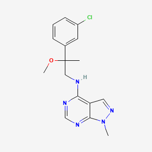 molecular formula C16H18ClN5O B2981765 N-[2-(3-chlorophenyl)-2-methoxypropyl]-1-methyl-1H-pyrazolo[3,4-d]pyrimidin-4-amine CAS No. 2380078-04-4