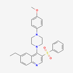 molecular formula C28H29N3O3S B2981770 6-Ethyl-4-(4-(4-methoxyphenyl)piperazin-1-yl)-3-(phenylsulfonyl)quinoline CAS No. 895642-40-7