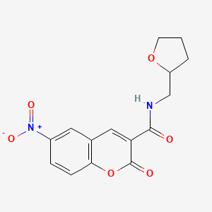 molecular formula C15H14N2O6 B2981781 6-nitro-2-oxo-N-(oxolan-2-ylmethyl)chromene-3-carboxamide CAS No. 694504-42-2