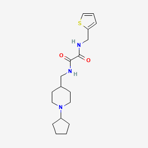 molecular formula C18H27N3O2S B2981803 N1-((1-环戊基哌啶-4-基)甲基)-N2-(噻吩-2-基甲基)草酰胺 CAS No. 953200-15-2