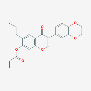 molecular formula C23H22O6 B2981809 3-(2,3-二氢苯并[b][1,4]二噁英-6-基)-4-氧代-6-丙基-4H-色满-7-基丙酸酯 CAS No. 610752-23-3