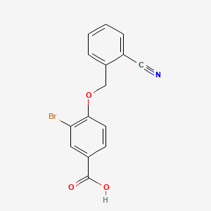 molecular formula C15H10BrNO3 B2981811 3-Bromo-4-[(2-cyanobenzyl)oxy]benzoic acid CAS No. 1049617-62-0