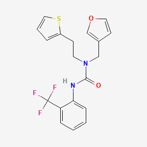 molecular formula C19H17F3N2O2S B2981816 1-(Furan-3-ylmethyl)-1-(2-(thiophen-2-yl)ethyl)-3-(2-(trifluoromethyl)phenyl)urea CAS No. 1421530-32-6