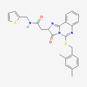 molecular formula C26H24N4O2S2 B2981819 2-[5-[(2,4-dimethylphenyl)methylsulfanyl]-3-oxo-2H-imidazo[1,2-c]quinazolin-2-yl]-N-(thiophen-2-ylmethyl)acetamide CAS No. 959551-75-8