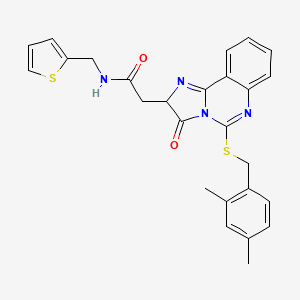 molecular formula C26H24N4O2S2 B2981819 2-(5-{[(2,4-dimethylphenyl)methyl]sulfanyl}-3-oxo-2H,3H-imidazo[1,2-c]quinazolin-2-yl)-N-[(thiophen-2-yl)methyl]acetamide CAS No. 959551-75-8