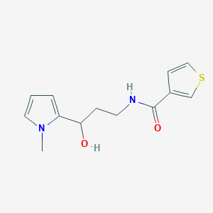 molecular formula C13H16N2O2S B2981824 N-(3-hydroxy-3-(1-methyl-1H-pyrrol-2-yl)propyl)thiophene-3-carboxamide CAS No. 1798488-34-2