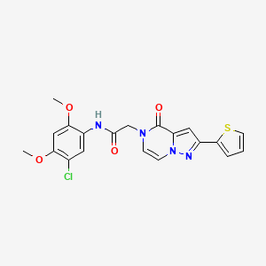 molecular formula C20H17ClN4O4S B2981829 N-(5-chloro-2,4-dimethoxyphenyl)-2-(4-oxo-2-(thiophen-2-yl)pyrazolo[1,5-a]pyrazin-5(4H)-yl)acetamide CAS No. 1428359-53-8