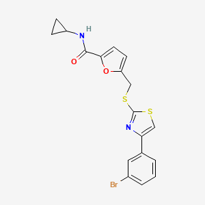 5-(((4-(3-bromophenyl)thiazol-2-yl)thio)methyl)-N-cyclopropylfuran-2-carboxamide