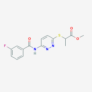 molecular formula C15H14FN3O3S B2981835 Methyl 2-((6-(3-fluorobenzamido)pyridazin-3-yl)thio)propanoate CAS No. 1021090-47-0