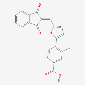 molecular formula C22H14O5 B298184 4-{5-[(1,3-dioxo-1,3-dihydro-2H-inden-2-ylidene)methyl]furan-2-yl}-3-methylbenzoic acid 