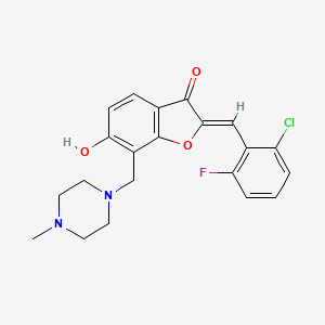 molecular formula C21H20ClFN2O3 B2981843 (Z)-2-(2-chloro-6-fluorobenzylidene)-6-hydroxy-7-((4-methylpiperazin-1-yl)methyl)benzofuran-3(2H)-one CAS No. 896067-00-8
