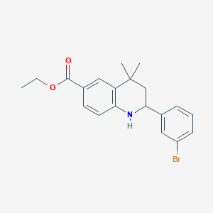 molecular formula C20H22BrNO2 B2981844 Ethyl 2-(3-bromophenyl)-4,4-dimethyl-1,2,3,4-tetrahydroquinoline-6-carboxylate CAS No. 1391609-57-6