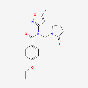 molecular formula C18H21N3O4 B2981848 4-ethoxy-N-(5-methylisoxazol-3-yl)-N-((2-oxopyrrolidin-1-yl)methyl)benzamide CAS No. 852132-27-5