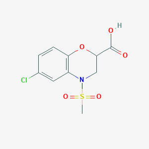 molecular formula C10H10ClNO5S B2981860 6-chloro-4-(methylsulfonyl)-3,4-dihydro-2H-1,4-benzoxazine-2-carboxylic acid CAS No. 866134-42-1