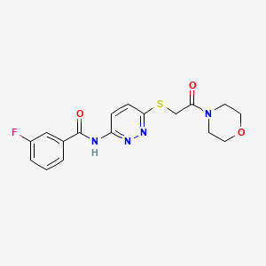 molecular formula C17H17FN4O3S B2981863 3-fluoro-N-(6-((2-morpholino-2-oxoethyl)thio)pyridazin-3-yl)benzamide CAS No. 1021120-15-9