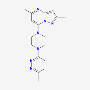 molecular formula C17H21N7 B2981868 2,5-Dimethyl-7-[4-(6-methylpyridazin-3-yl)piperazin-1-yl]pyrazolo[1,5-a]pyrimidine CAS No. 2380071-66-7