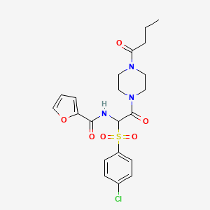 N-{2-(4-butanoylpiperazinyl)-1-[(4-chlorophenyl)sulfonyl]-2-oxoethyl}-2-furylc arboxamide