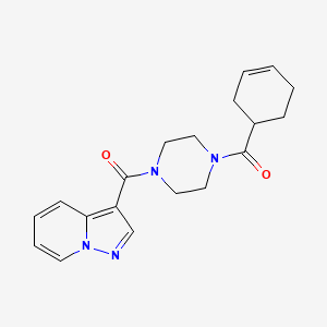 molecular formula C19H22N4O2 B2981872 Cyclohex-3-en-1-yl(4-(pyrazolo[1,5-a]pyridine-3-carbonyl)piperazin-1-yl)methanone CAS No. 1396710-16-9