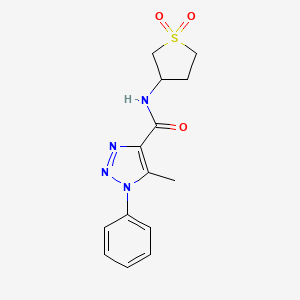 molecular formula C14H16N4O3S B2981876 N-(1,1-dioxidotetrahydrothiophen-3-yl)-5-methyl-1-phenyl-1H-1,2,3-triazole-4-carboxamide CAS No. 924825-14-9