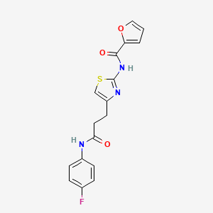 molecular formula C17H14FN3O3S B2981878 N-(4-(3-((4-fluorophenyl)amino)-3-oxopropyl)thiazol-2-yl)furan-2-carboxamide CAS No. 1021226-78-7