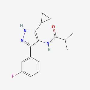 molecular formula C16H18FN3O B2981881 N~1~-[5-cyclopropyl-3-(3-fluorophenyl)-1H-pyrazol-4-yl]-2-methylpropanamide CAS No. 1190260-34-4