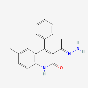 molecular formula C18H17N3O B2981882 (E)-3-(1-hydrazonoethyl)-6-methyl-4-phenylquinolin-2(1H)-one CAS No. 381208-49-7