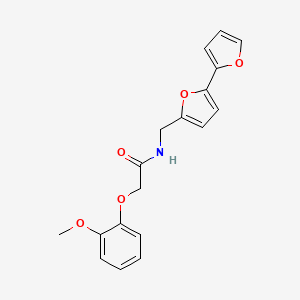molecular formula C18H17NO5 B2981888 N-([2,2'-联呋喃]-5-基甲基)-2-(2-甲氧基苯氧基)乙酰胺 CAS No. 2034594-24-4