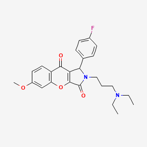 molecular formula C25H27FN2O4 B2981889 2-(3-(Diethylamino)propyl)-1-(4-fluorophenyl)-6-methoxy-1,2-dihydrochromeno[2,3-c]pyrrole-3,9-dione CAS No. 886165-38-4