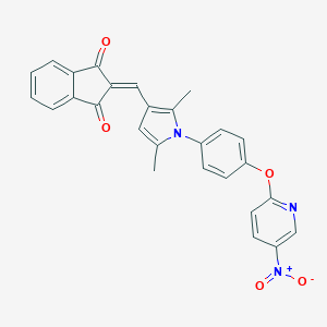molecular formula C27H19N3O5 B298189 2-[(2,5-dimethyl-1-{4-[(5-nitropyridin-2-yl)oxy]phenyl}-1H-pyrrol-3-yl)methylidene]-1H-indene-1,3(2H)-dione 