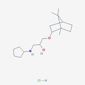 molecular formula C18H34ClNO2 B2981890 1-(环戊基氨基)-3-(((1S,4R)-1,7,7-三甲基双环[2.2.1]庚烷-2-基)氧基)丙醇盐酸盐 CAS No. 1212256-40-0