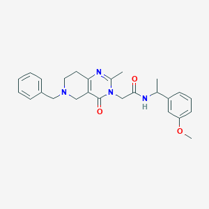 molecular formula C26H30N4O3 B2981905 2-(6-benzyl-2-methyl-4-oxo-5,6,7,8-tetrahydropyrido[4,3-d]pyrimidin-3(4H)-yl)-N-(1-(3-methoxyphenyl)ethyl)acetamide CAS No. 1251599-42-4