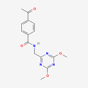 4-acetyl-N-((4,6-dimethoxy-1,3,5-triazin-2-yl)methyl)benzamide