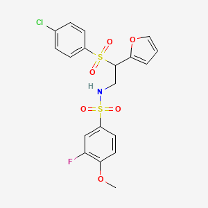 molecular formula C19H17ClFNO6S2 B2981908 N-[2-[(4-氯苯基)磺酰基]-2-(2-呋喃基)乙基]-3-氟-4-甲氧基苯磺酰胺 CAS No. 877816-95-0