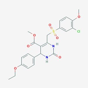 molecular formula C22H23ClN2O7S B2981909 6-(((3-氯-4-甲氧基苯基)磺酰)甲基)-4-(4-乙氧基苯基)-2-氧代-1,2,3,4-四氢嘧啶-5-羧酸甲酯 CAS No. 899724-28-8