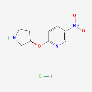 molecular formula C9H12ClN3O3 B2981915 (S)-5-Nitro-2-(pyrrolidin-3-yloxy)pyridine hydrochloride CAS No. 1286208-57-8