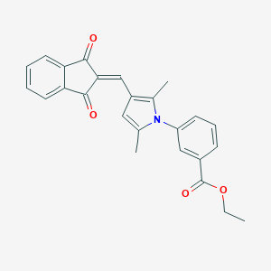 molecular formula C25H21NO4 B298192 ethyl 3-{3-[(1,3-dioxo-1,3-dihydro-2H-inden-2-ylidene)methyl]-2,5-dimethyl-1H-pyrrol-1-yl}benzoate 