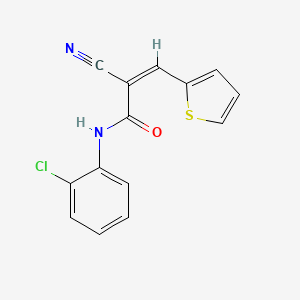 molecular formula C14H9ClN2OS B2981922 (Z)-N-(2-氯苯基)-2-氰基-3-噻吩-2-基丙-2-烯酰胺 CAS No. 463355-21-7