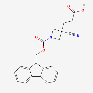 molecular formula C22H20N2O4 B2981933 3-[3-Cyano-1-(9H-fluoren-9-ylmethoxycarbonyl)azetidin-3-yl]propanoic acid CAS No. 2413876-82-9