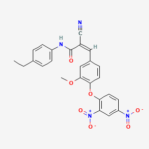 molecular formula C25H20N4O7 B2981943 (2Z)-2-cyano-3-[4-(2,4-dinitrophenoxy)-3-methoxyphenyl]-N-(4-ethylphenyl)prop-2-enamide CAS No. 340310-05-6
