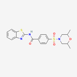 molecular formula C20H21N3O4S2 B2981957 N-(1,3-benzothiazol-2-yl)-4-(2,6-dimethylmorpholin-4-yl)sulfonylbenzamide CAS No. 327975-23-5