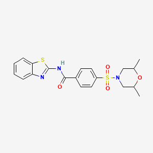 molecular formula C20H21N3O4S2 B2981957 N-(1,3-benzothiazol-2-yl)-4-[(2,6-dimethylmorpholin-4-yl)sulfonyl]benzamide CAS No. 327975-23-5