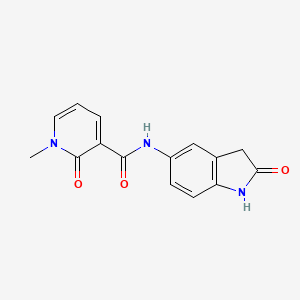 molecular formula C15H13N3O3 B2981965 1-methyl-2-oxo-N-(2-oxoindolin-5-yl)-1,2-dihydropyridine-3-carboxamide CAS No. 1324676-46-1