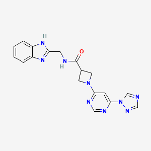 molecular formula C18H17N9O B2981966 1-(6-(1H-1,2,4-triazol-1-yl)pyrimidin-4-yl)-N-((1H-benzo[d]imidazol-2-yl)methyl)azetidine-3-carboxamide CAS No. 2034359-97-0