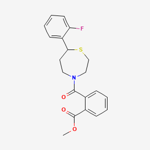 molecular formula C20H20FNO3S B2981979 Methyl 2-(7-(2-fluorophenyl)-1,4-thiazepane-4-carbonyl)benzoate CAS No. 1706093-30-2