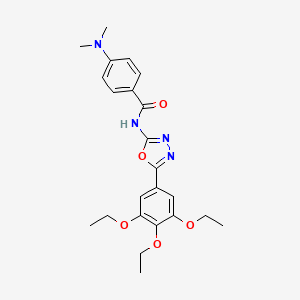 molecular formula C23H28N4O5 B2981995 4-(dimethylamino)-N-[5-(3,4,5-triethoxyphenyl)-1,3,4-oxadiazol-2-yl]benzamide CAS No. 891129-77-4