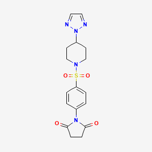 molecular formula C17H19N5O4S B2982008 1-(4-((4-(2H-1,2,3-triazol-2-yl)piperidin-1-yl)sulfonyl)phenyl)pyrrolidine-2,5-dione CAS No. 2034432-23-8
