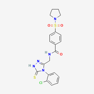 molecular formula C20H20ClN5O3S2 B2982009 N-[[4-(2-chlorophenyl)-5-sulfanylidene-1H-1,2,4-triazol-3-yl]methyl]-4-pyrrolidin-1-ylsulfonylbenzamide CAS No. 392247-54-0