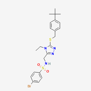 molecular formula C22H27BrN4O2S2 B2982015 4-bromo-N-[(5-{[4-(tert-butyl)benzyl]sulfanyl}-4-ethyl-4H-1,2,4-triazol-3-yl)methyl]benzenesulfonamide CAS No. 338794-55-1